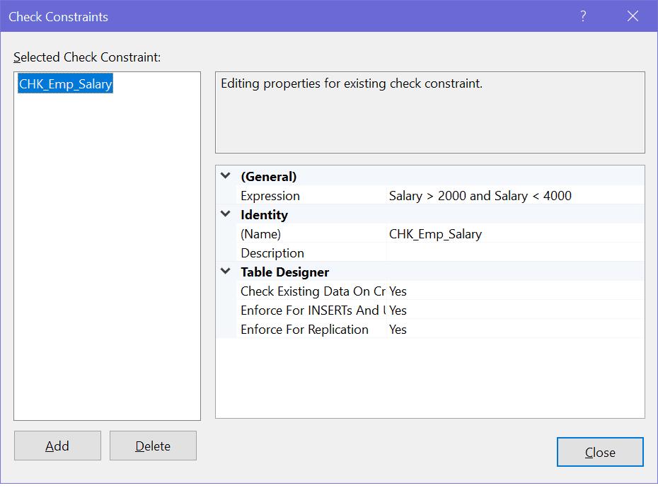 Modify Check Constraint