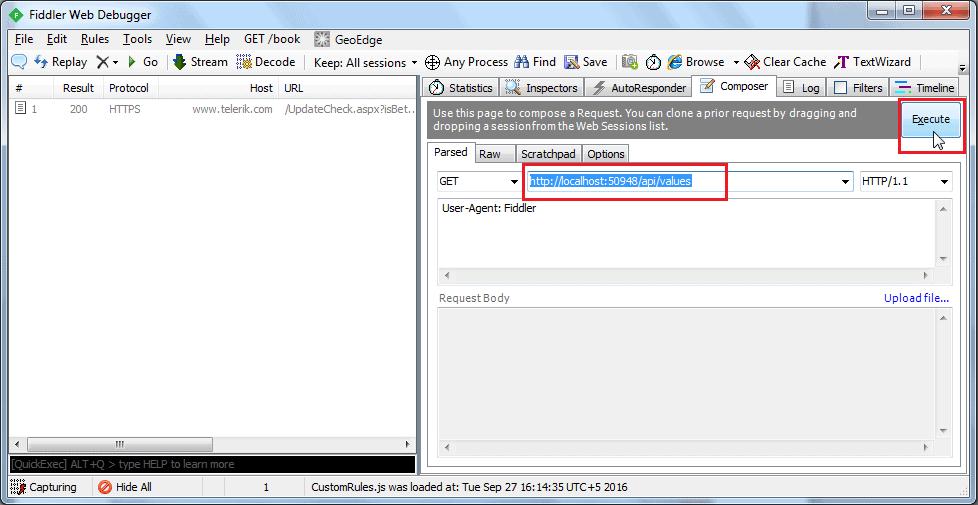 Enter URL and Execute