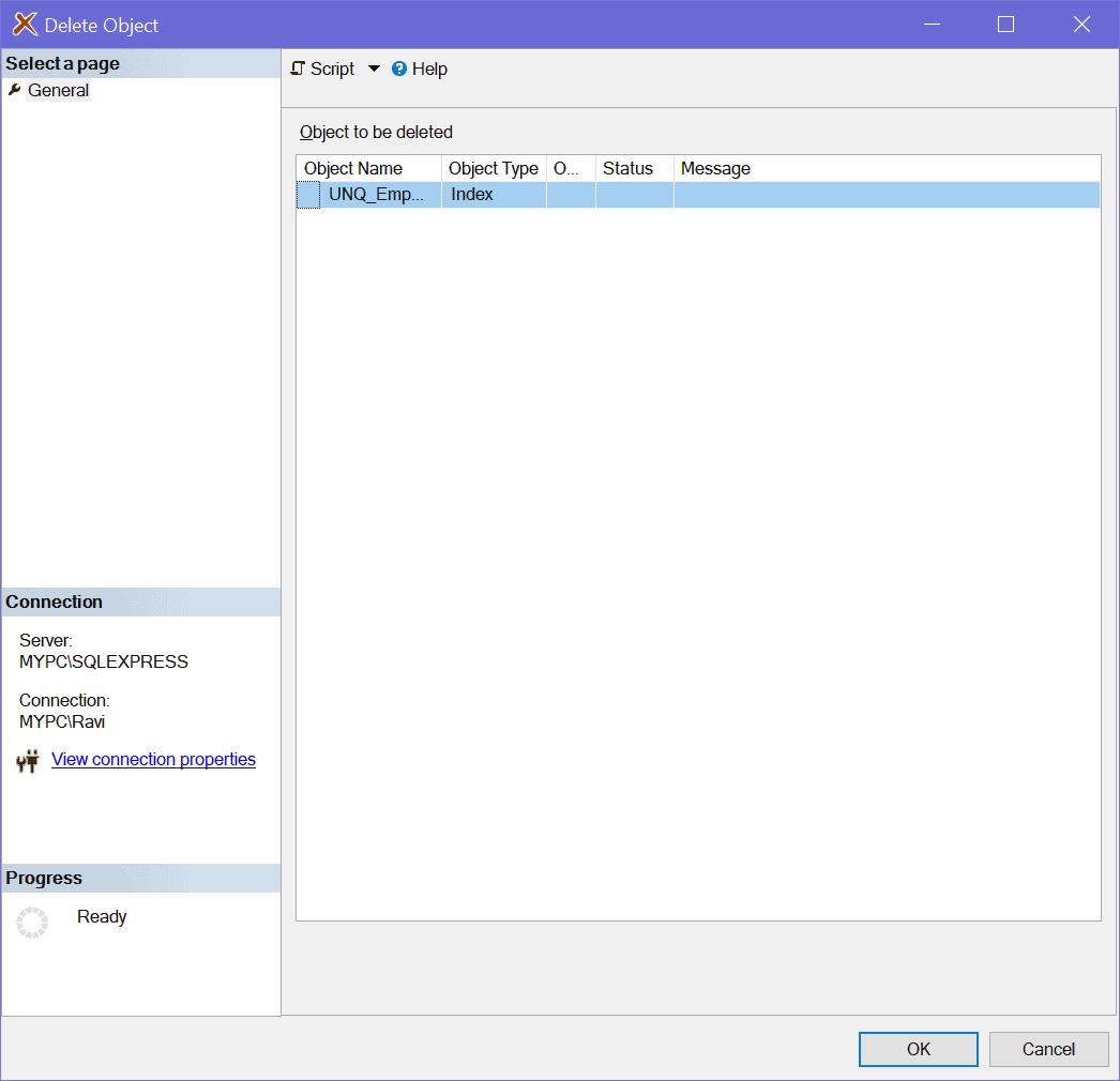Delete Unique Key Constraint