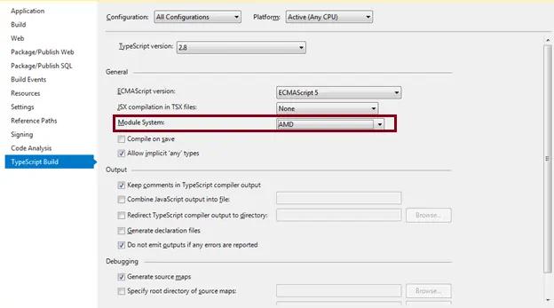 Set Module Option in Visual Studio