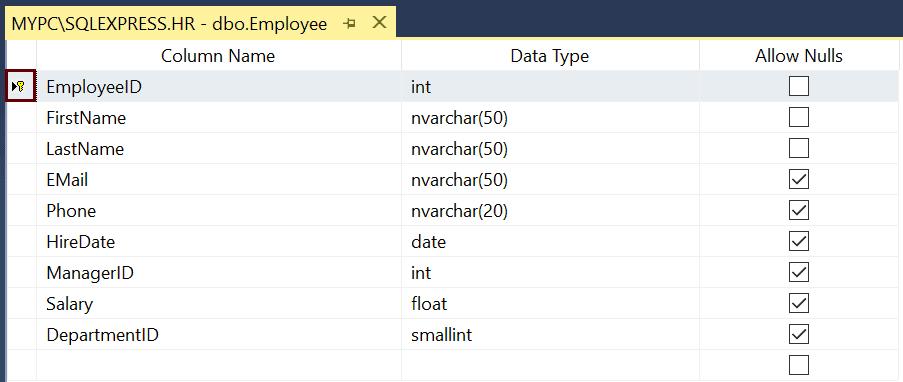 Primary Keys in SQL Server
